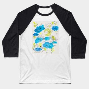 Moon, stars and eyes Baseball T-Shirt